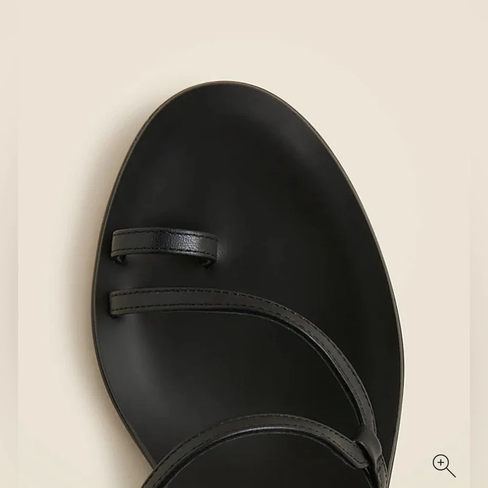 J. Crew NIB Toe-Ring Block-Heel Sandals in Leather - Black‎